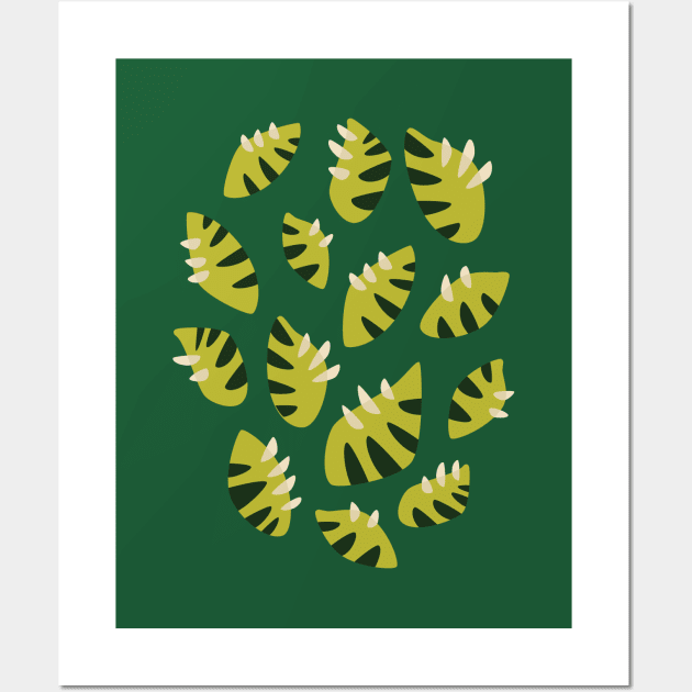 Clawed Abstract Green Leaves Wall Art by Boriana Giormova